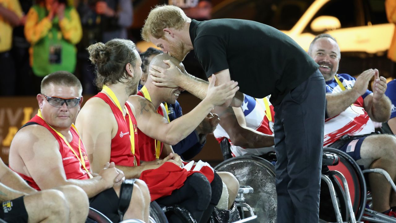 "Things happen quite quickly with Harry," says Jackson. After presenting a Norwegian wheelchair rugby player with a gold medal at last year's Invictus Games, Harry spontaneously kissed him on the head. "That was a great moment -- and it makes a great picture," says Jackson. Toronto, Canada, September 2017.