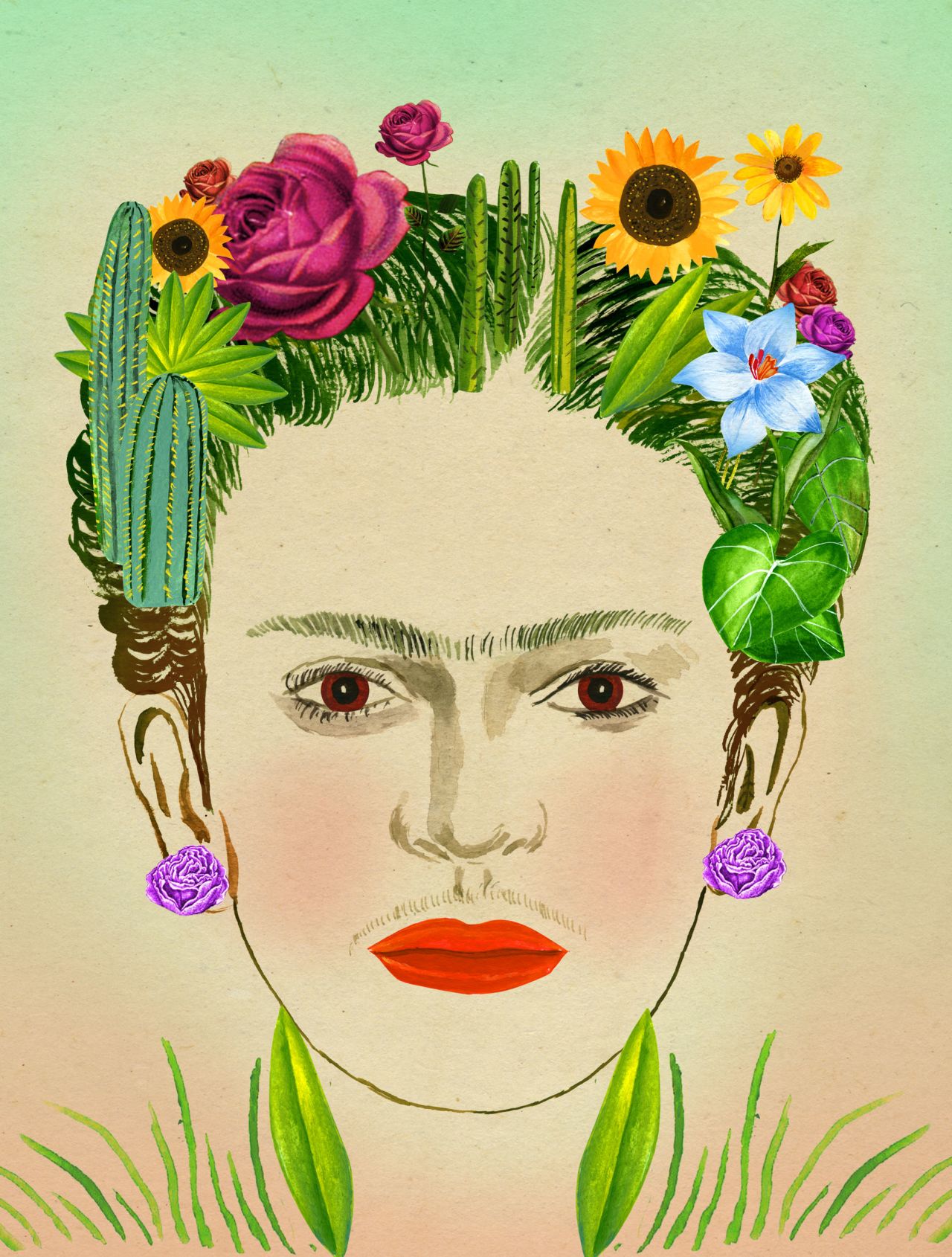 Mexican painter Frida Kahlo's love for gardening can be seen throughout her work. The plants and flowers from her garden at home -- which she looked over at her from painting station -- are often seen throughout her works. Her last request before her death was to be pointed towards the garden. 