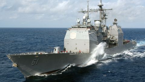 The US Navy's guided-missile cruiser USS Monterey can carry dozens of Tomahawk cruise missiles.