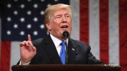 U.S. President Donald Trump delivers a State of the Union address to a joint session of Congress at the U.S. Capitol in Washington, D.C., U.S., on Tuesday, Jan. 30, 2018. Trump sought to connect his presidency to the nation's prosperity in his first State of the Union address, arguing that the U.S. has arrived at a "new American moment" of wealth and opportunity. Photographer: Win McNamee/Pool via Bloomberg