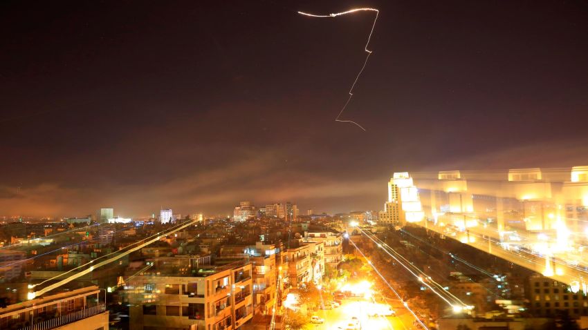 Damascus is seen as the U.S. launches an attack on Syria targeting different parts of the capital early Saturday, April 14, 2018.