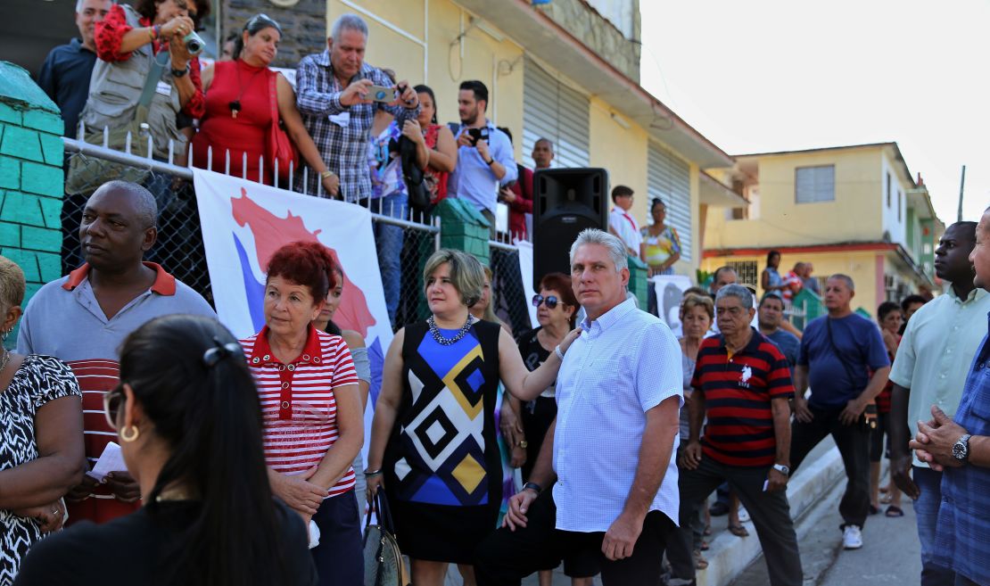 Miguel Díaz-Canel votes in Cuba's National Assembly elections in March.