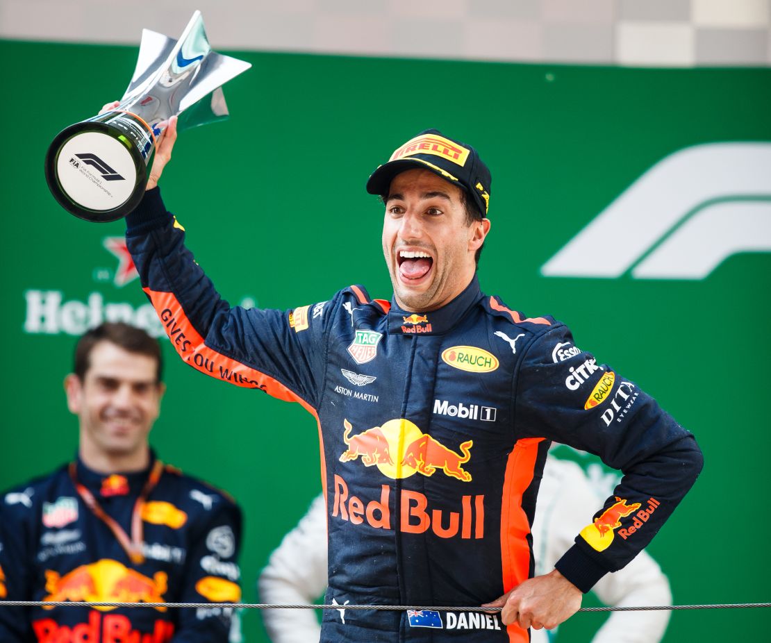Daniel Ricciardo celebrates his victory in the Chinese Grand Prix.