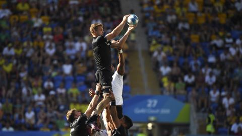 New Zealand captain Scott Curry rises high in a lineout.