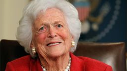 HOUSTON, TX - MARCH 29:  Barbara Bush talks with Republican presidential candidate, former Massachusetts Gov. Mitt Romney at Former President George H. W. Bush's office on March 29, 2012 in Houston, Texas. Mitt Romney received an endorsement from Former President George H.W. Bush and Barbara Bush during the meeting.  (Photo by Tom Pennington/Getty Images)