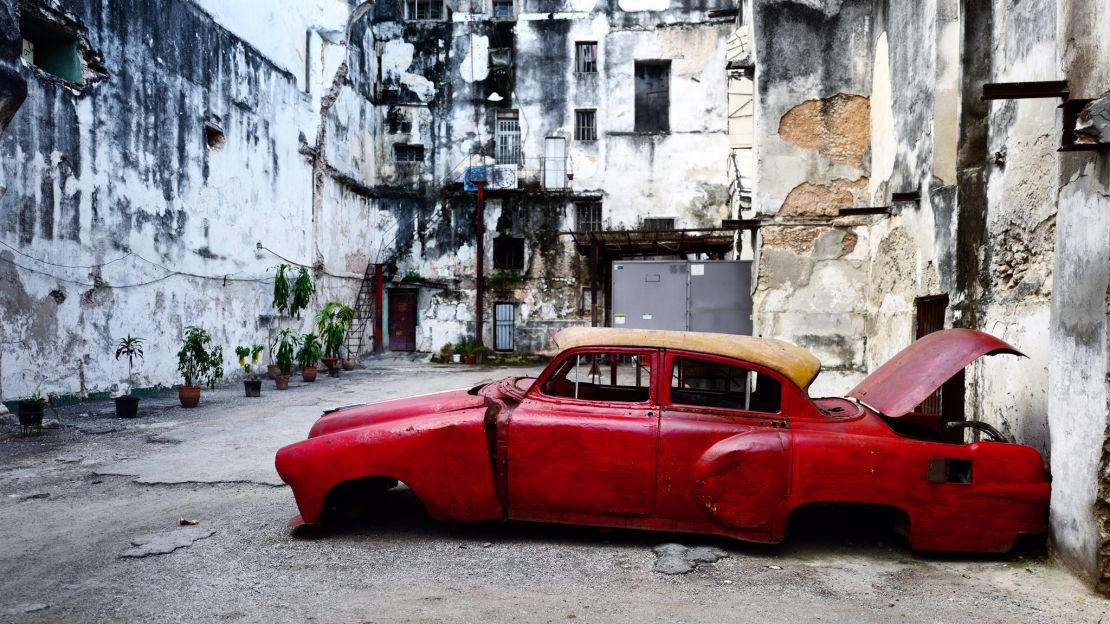 An American car from the 1950s in the run-down neighborhood of Centro Habana. (Photo by Patrick Oppmann)