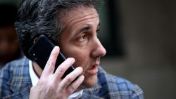 Michael Cohen, U.S. President Donald Trump's personal attorney, takes a phone call as he sits outside near the Loews Regency hotel on Park Ave on April 13, 2018 in New York City. (Yana Paskova/Getty Images)