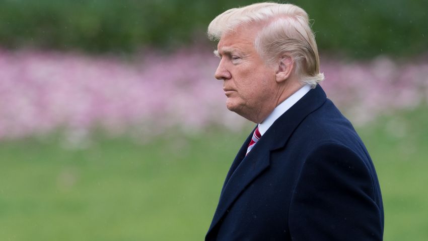 US President Donald Trump walks to Marine One prior to departure from the South Lawn of the White House in Washington, DC, April 16, 2018, as he heads for Florida. (SAUL LOEB/AFP/Getty Images)