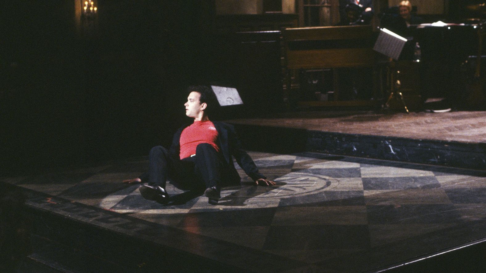 Hanks performs his monologue while hosting an episode of "Saturday Night Live" in 1990. He has hosted the show nine times during his career.