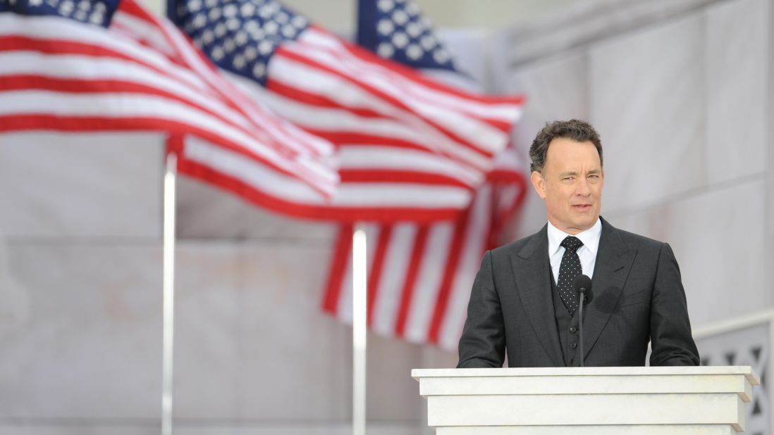 Hanks reads a historical text at the "We Are One" concert, which was one of President Barack Obama's inauguration celebrations in 2009.