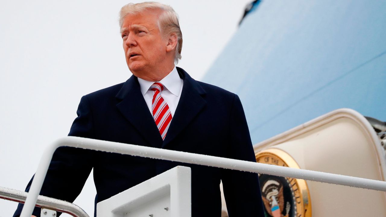 President Donald Trump boards Air Force One during his departure from Andrews Air Force Base, Md., Monday, April 16, 2018, en route to Florida. (AP/Pablo Martinez Monsivais)