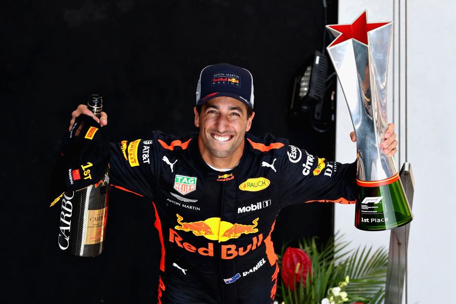 An inspired Daniel Ricciardo claimed a remarkable and unexpected victory from sixth on the grid after a tactical masterstroke by his Red Bull team in Shanghai, with furious championship leader Vettel back in eighth place.