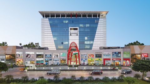 The trade centre in Gurgaon is a mixture of office and retail space.