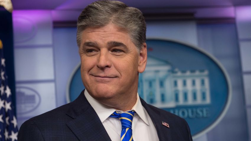 Fox News host Sean Hannity is seen in the White House briefing room in Washington, DC, on January 24, 2017. (NICHOLAS KAMM/AFP/Getty Images)