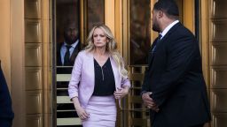 Adult film actress Stormy Daniels (Stephanie Clifford) exits the United States District Court Southern District of New York for a hearing related to Michael Cohen, President Trump's longtime personal attorney and confidante, April 16, 2018 in New York City.  (Drew Angerer/Getty Images)