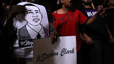 Black Lives Matter protesters gather in front of Sacramento City Hall in March last year.
