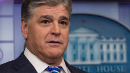 Fox News host Sean Hannity is seen in the White House briefing room in Washington, DC, on January 24, 2017. / AFP / NICHOLAS KAMM        (Photo credit should read NICHOLAS KAMM/AFP/Getty Images)