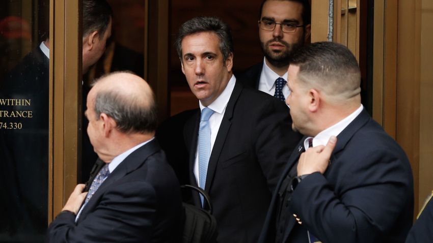 TOPSHOT - President Trumps lawyer Michael Cohen exits the US Federal Court on April 16, 2018, in Lower Manhattan, New York.
President Donald Trump's personal lawyer Michael Cohen has been under criminal investigation for months over his business dealings, and FBI agents last week raided his home, hotel room, office, a safety deposit box and seized two cellphones. Some of the documents reportedly relate to payments to porn star Stormy Daniels, who claims a one-night stand with Trump a decade ago, and ex Playboy model Karen McDougal who also claims an affair. / AFP PHOTO / EDUARDO MUNOZ ALVAREZ        (Photo credit should read EDUARDO MUNOZ ALVAREZ/AFP/Getty Images)