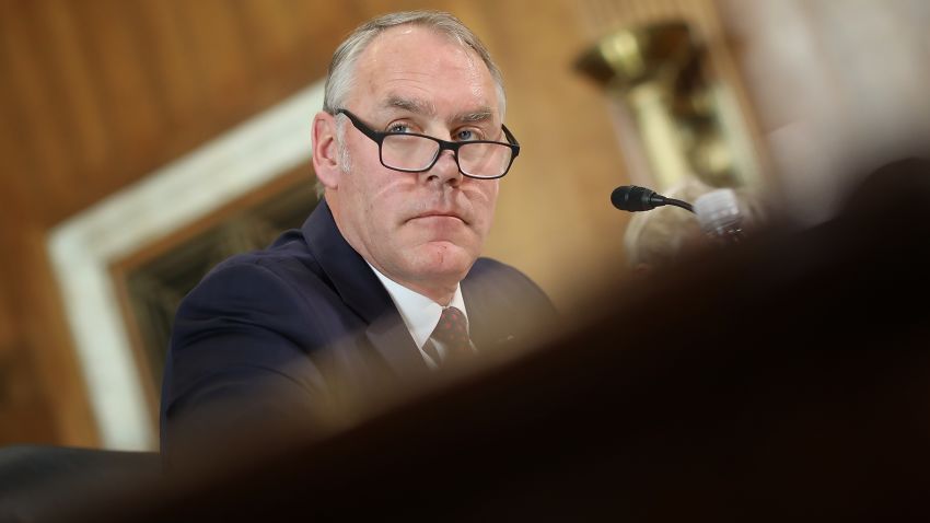 Interior Secretary Ryan Zinke testifies before the Senate Energy and Natural Resources Committee March 13, 2018 in Washington, DC. Zinke testified on the proposed FY2019 budget for the Interior Department. (Win McNamee/Getty Images)