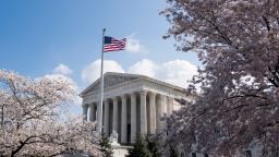 UNITED STATES - APRIL 10: Cherry blossoms frame the U.S. Supreme Court building in Washington on Tuesday, April 10, 2018. (Photo By Bill Clark/CQ Roll Call)