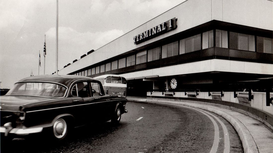 <strong>Abandoned terminal: </strong>Terminal 1 was a major transport hub during the advent of the Jet Age. It became a iconic symbol of global travel but been disused since 2015.<em> Pictured here: Terminal 1, drop off area in 1969.</em>
