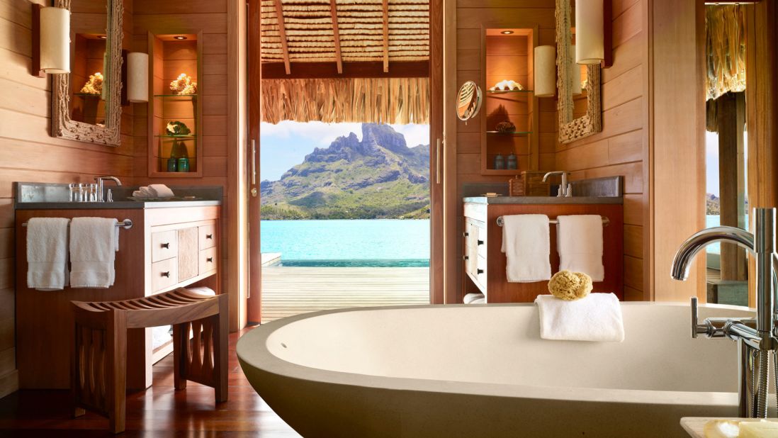 <strong>Four Seasons Bora Bora: </strong>Set over water in the South Pacific, the bungalows at Four Seasons Bora Bora provide views to Mount Otamanu.
