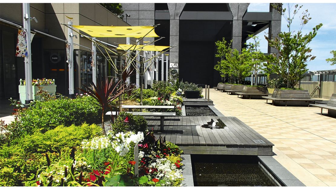 Exploring a city by foot is the best way to discover new green spots. Pictured here: Osaka Station City Roof Gardens, Osaka, Japan.