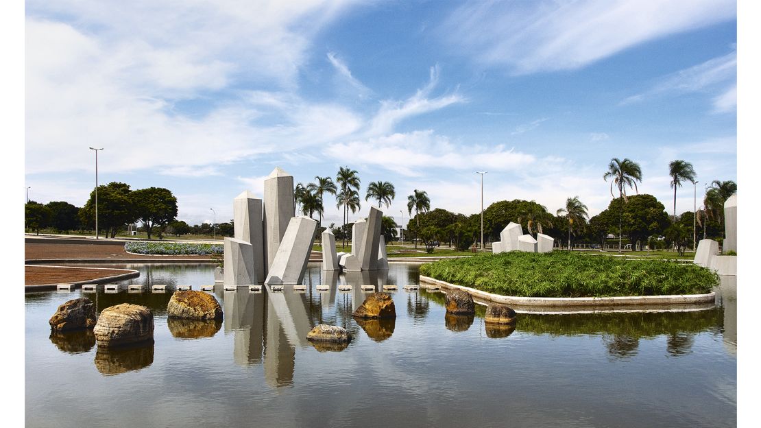 These gardens are havens for busy city-dwellers. Pictured here: Praça cívica do Quartel General do Exército, Praça dos Cristais, Brazil