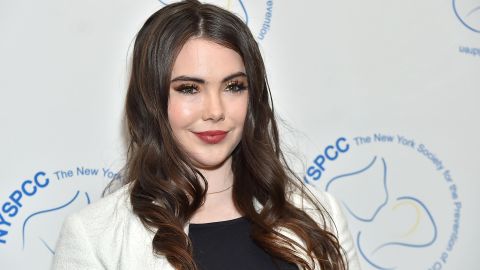 McKayla Maroney addresses a luncheon for a child abuse prevention organization Tuesday in New York.