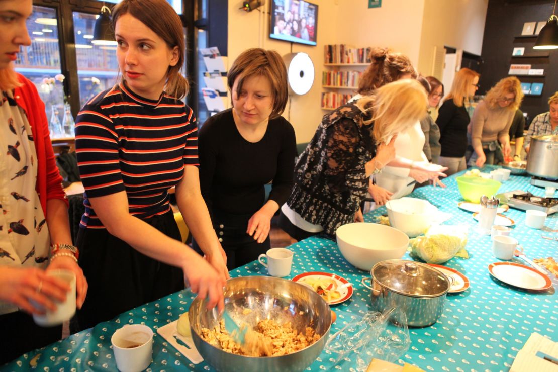 A Jewish cooking class, making vegan matzah ball soup, is part of the Warsaw Jewish Community Center's dynamic programming for all generations. The JCC, opened in 2013, is a project of the American Jewish Joint Distribution Committee (JDC). 