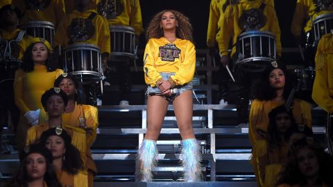 Beyonce Knowles performs onstage with 150-plus cast members during 2018 Coachella Valley Music And Arts Festival on April 14, 2018. 
