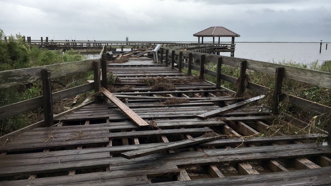 The fishing pier at Davis Bayou was damaged.