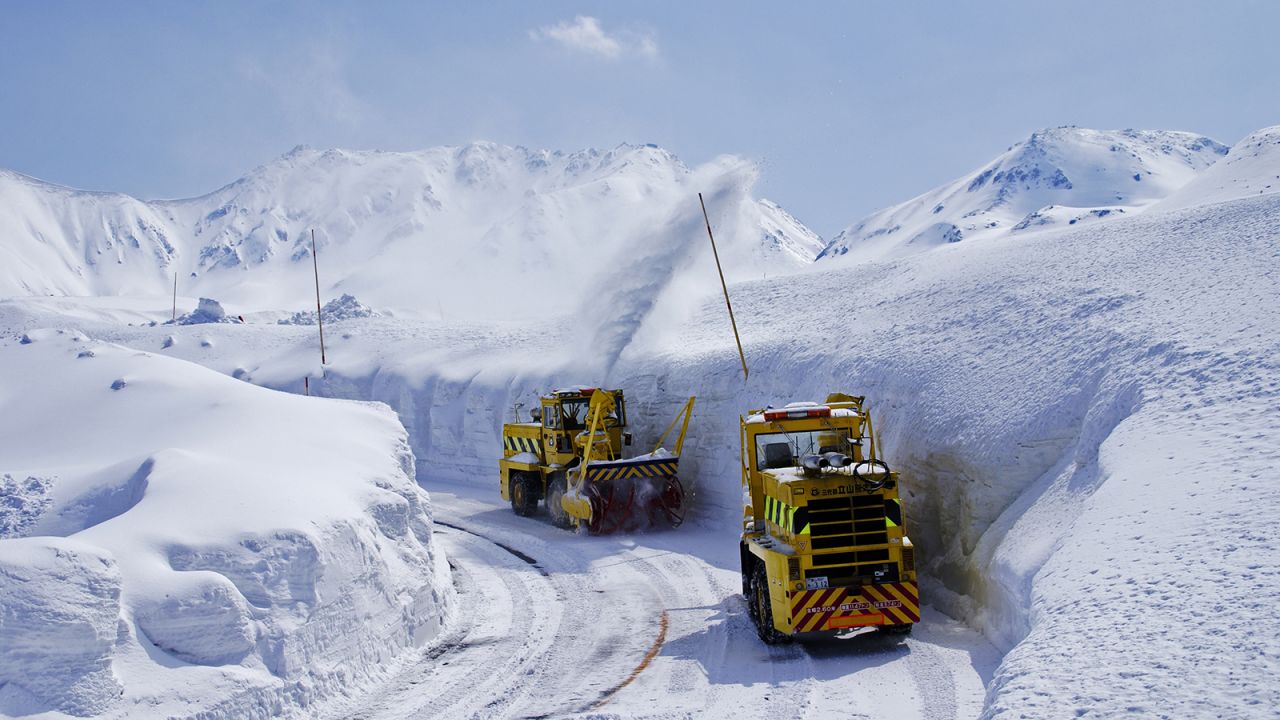 <strong>Snow corridor: </strong>The otherworldly pathway is the result of months of strenuous work by snowplow drivers. Workers began removing snow from the roadway in January.