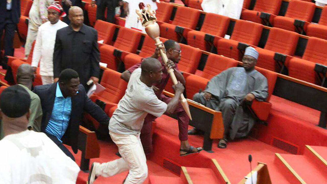 Thieves invaded Nigeria's Senate Wednesday and made away with its mace.