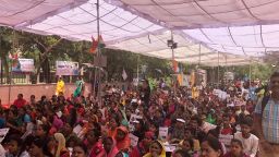 Hundreds of supporters attend a rally for Maliwal's hunger strike and her call for stricter laws against rapists.