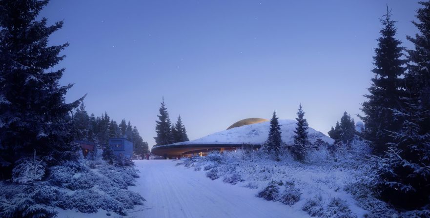 <strong>Constellation cabins:</strong> For overnight guests, Snøhetta has designed seven cabins which seem to orbit around the planetarium. Accommodating anywhere from two to 35 people, each pod will have a distinct personality -- one might be made of glass, another of wood. "How we place the windows will be super-important, because every cabin should have a clear, unobstructed view of the sky," says Jaucis.