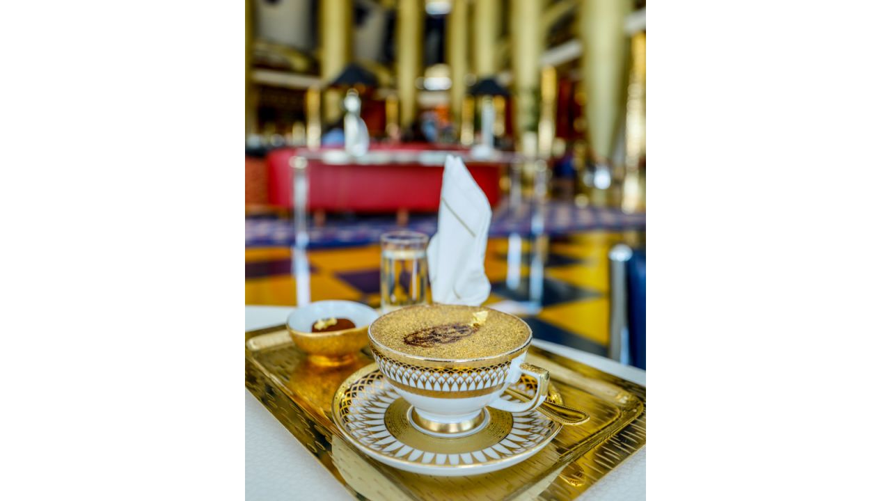 The food and beverage team at the Burj Al Arab have also incorporated gold into cappuccino foam. 