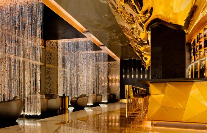 The hotel's interior is embellished with approximately 1,790 square meters of 24-karat gold leaf.