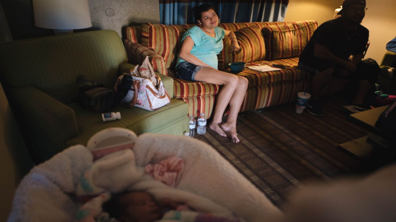 Baby Valentina was born on April 2 while her family was living in the Super 8, her father said.