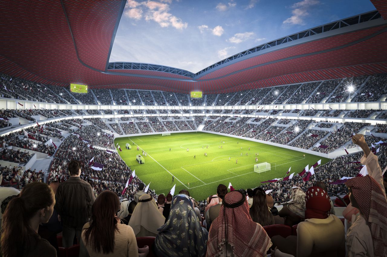 The stadium design, which depicts a giant tent structure, honors Qatar's past and present, according to Qatar's Supreme Committee for Delivery and Legacy.