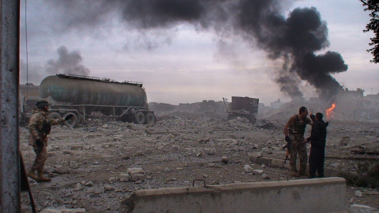 Wreckage in the aftermath of an explosion in "The Deminer."