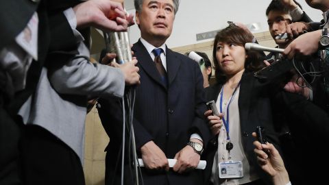 Top Japanese finance official Junichi Fukuda faces reporters Wednesday in Tokyo.