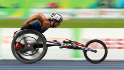 RIO DE JANEIRO, BRAZIL - SEPTEMBER 15:  Tatyana McFadden of United States competes in the Women's 4x400m T53/54 final during day 8 of the Rio 2016 Paralympic Games at the Olympic Stadium on September 15, 2016 in Rio de Janeiro, Brazil. (Photo by Lucas Uebel/Getty Images)