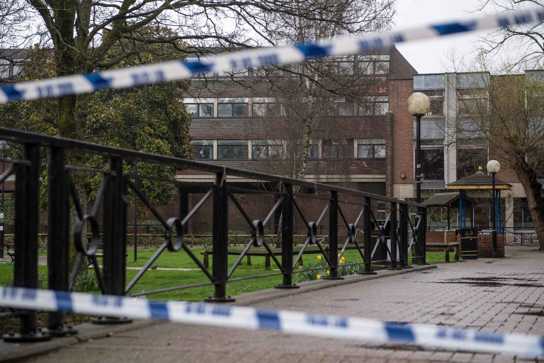 A police cordon blocks access this month to the site in Salisbury where the Skripals were discovered.