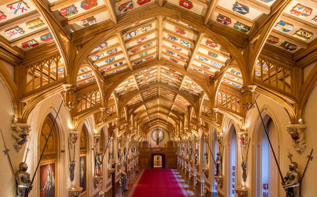 The grand interior of St George's Hall, at Windsor Castle, where Harry and Meghan will hold their post-wedding reception.