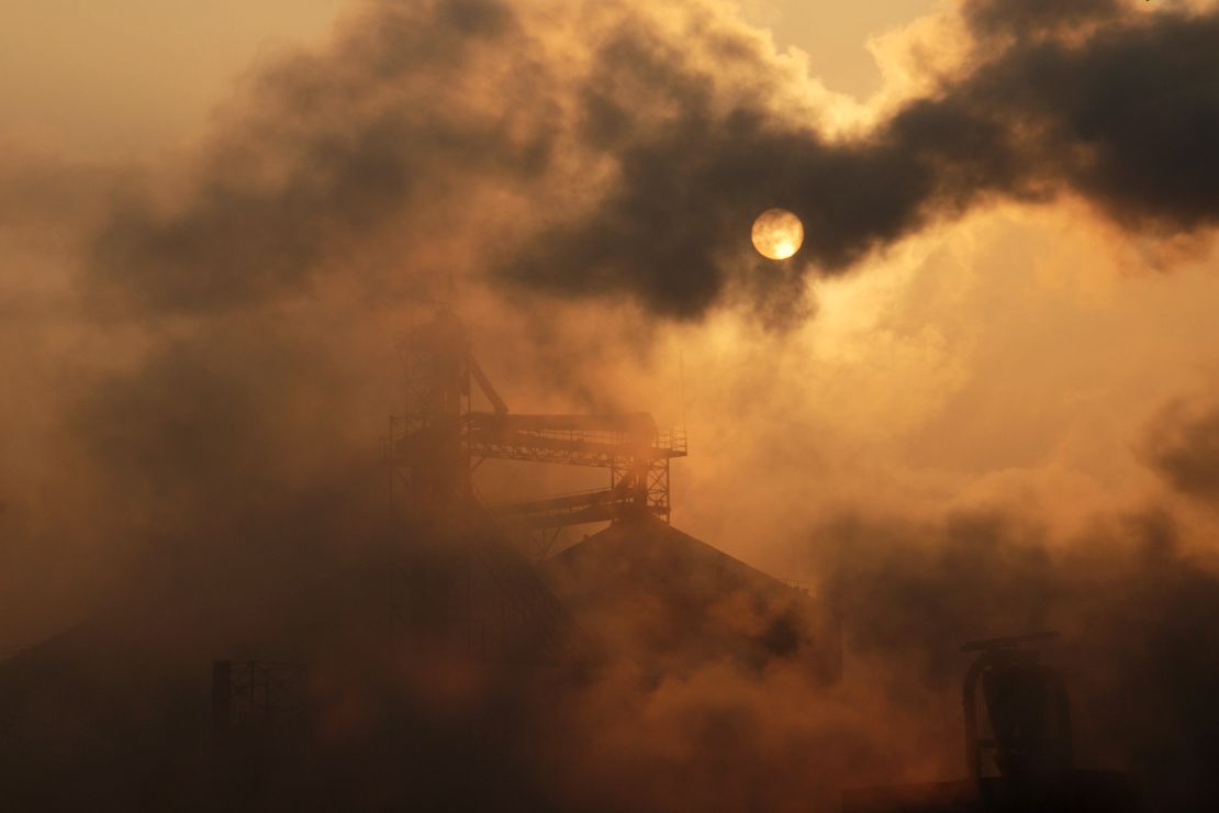 A cement factory obscured by heavy smoke in Binzhou, Shandong province, China, pictured in January 2013.