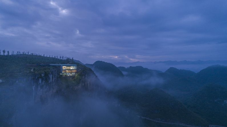 <strong>Limestone Gallery: </strong>Located in China's Guizhou province, Limestone Gallery sits in a natural indentation atop a 165-meter-high cliff.