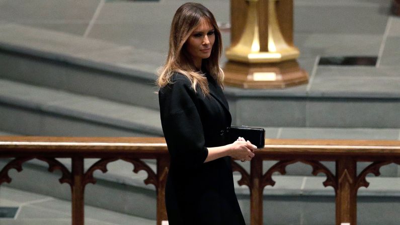 First Lady Melania Trump arrives at St. Martin's Episcopal Church. 