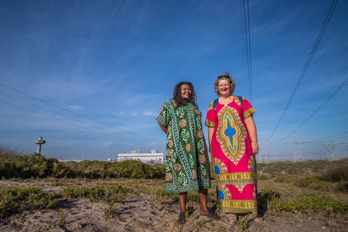 Makoma Lekalakala and Liz McDaid near the Koeberg nuclear power station. 
