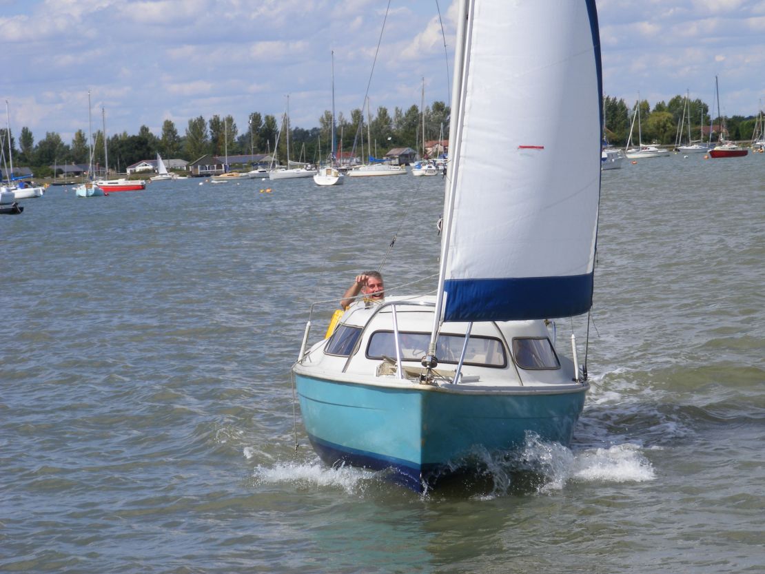 Dave Selby aboard his Sailfish 18 in 2009.